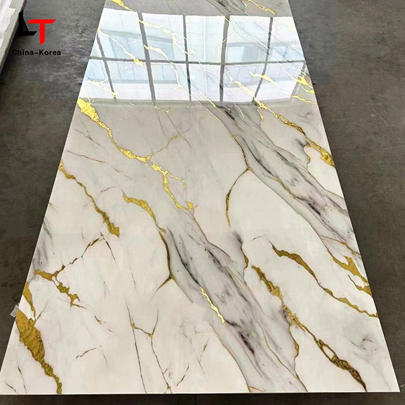 Su geçirmez 1220 × 2440mm 3mm PVC UV Kurulu İç Duvar paneli Dekorasyonu için Yüksek Parlak Kaplama ile Ev Ofis Tasarımı Dekor