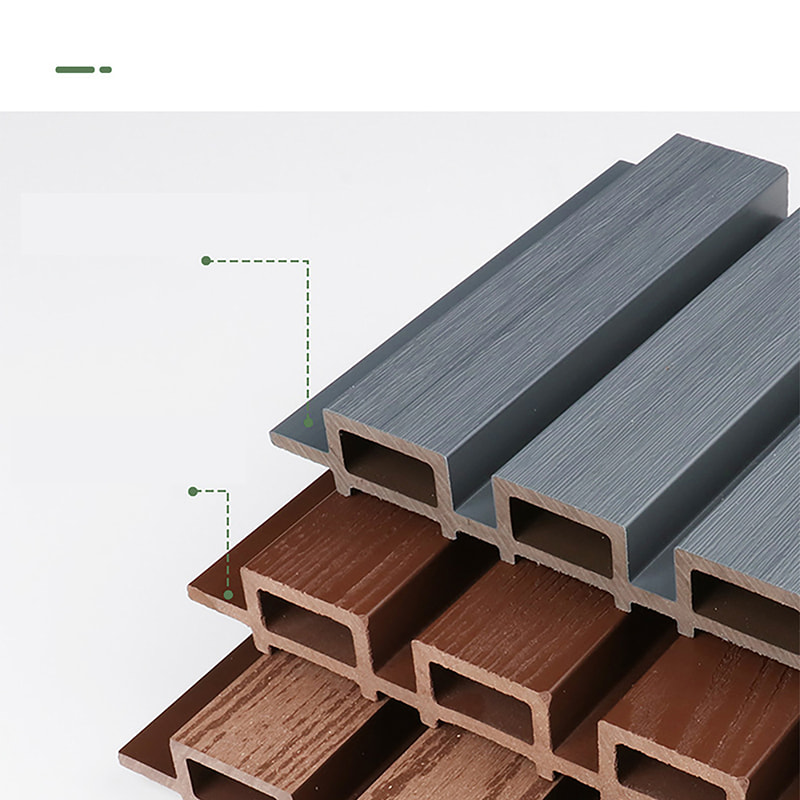 Suya Dayanıklı PVC WPC Yivli Duvar Paneli, Dış Mekan ve Banyo Cepheleri için Kaymaz Fırçalanmış Izgaralı Dış Çıta Duvar