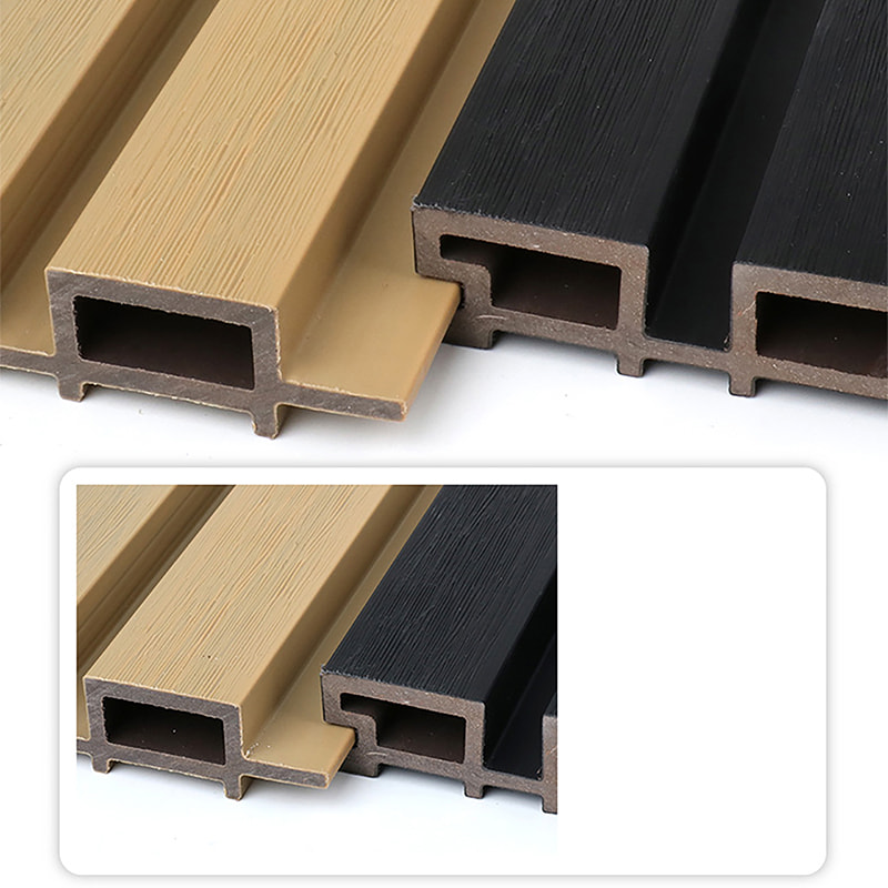 Suya Dayanıklı PVC WPC Yivli Duvar Paneli, Dış Mekan ve Banyo Cepheleri için Kaymaz Fırçalanmış Izgaralı Dış Çıta Duvar